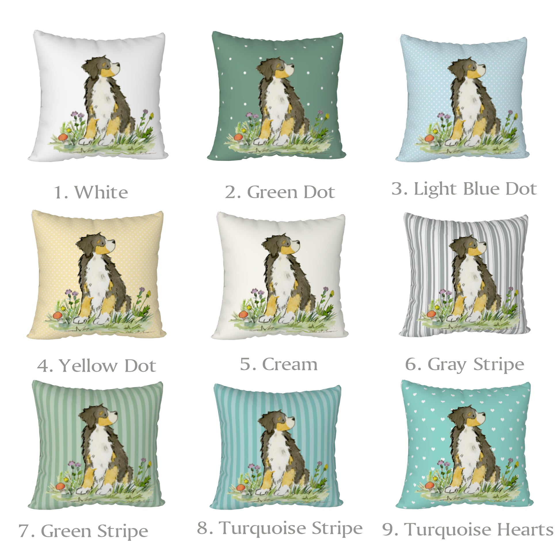 Bernese Mountain Dog Square Throw Pillow Cover - Jasper and Ruby Art