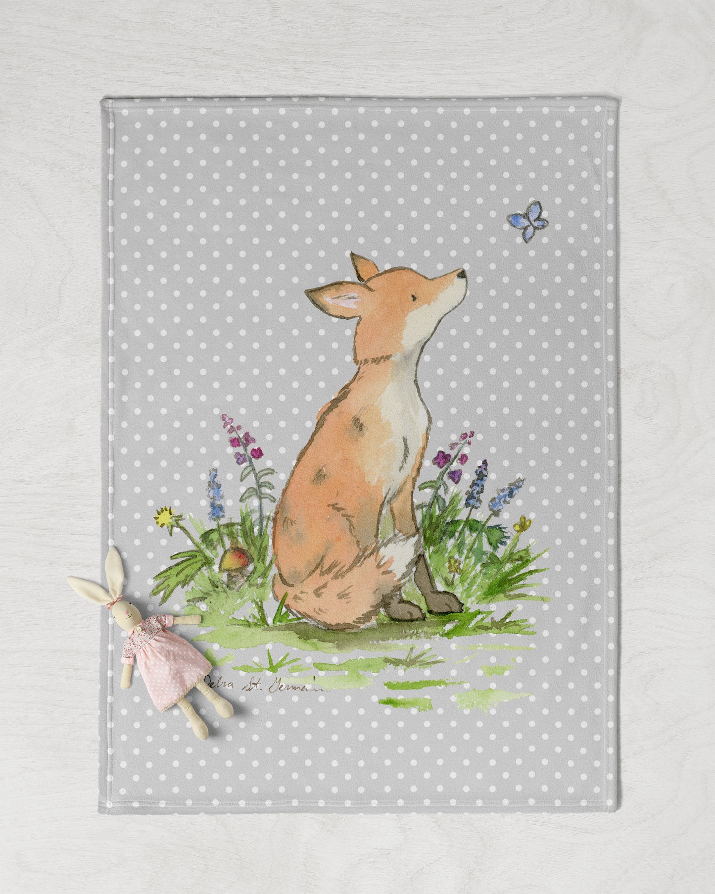 Clever Fox Baby Blanket - Jasper and Ruby Art