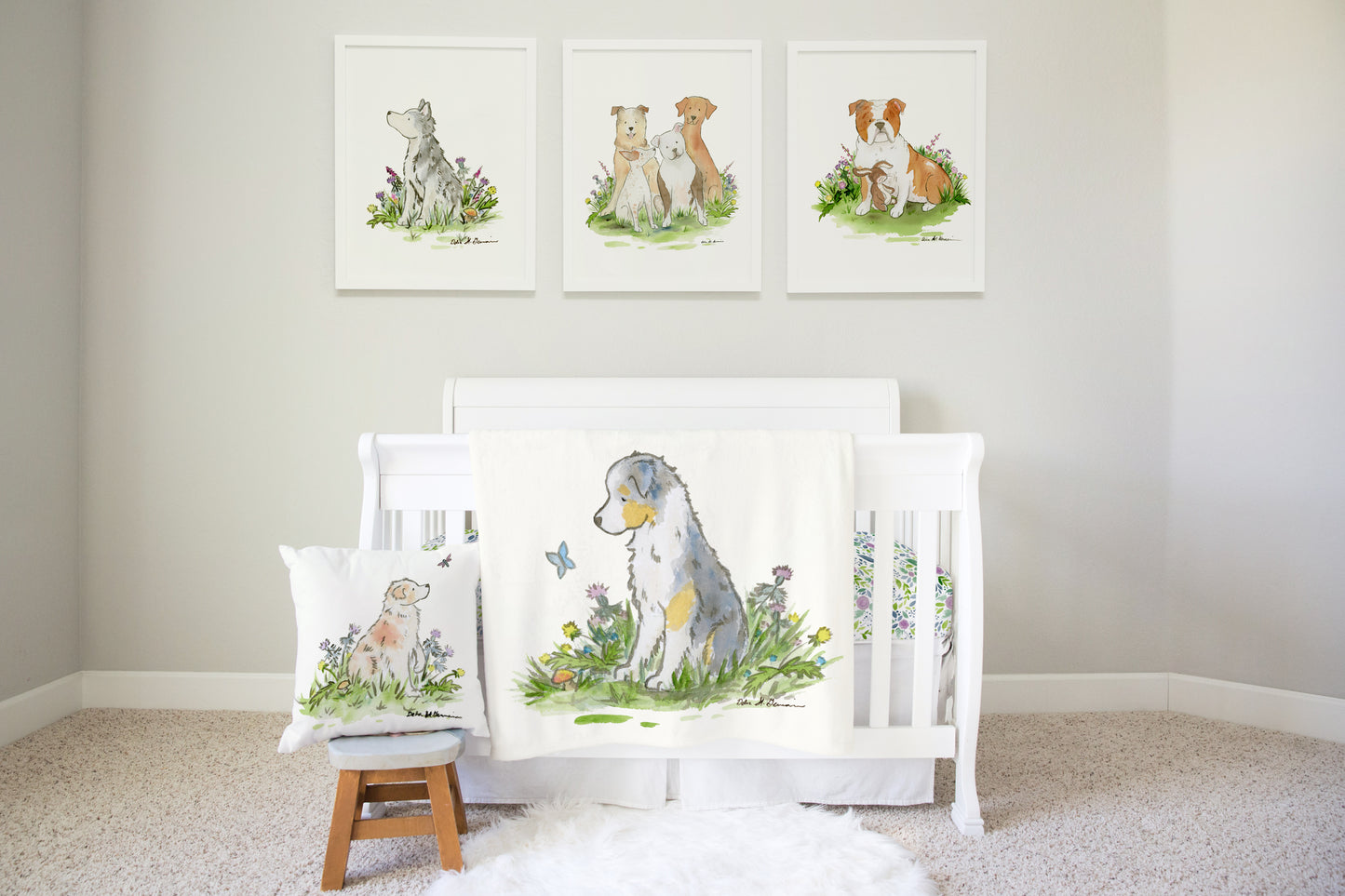 Australian Shepherd Baby Blanket, Blue Merle Aussie Blanket l Jasper And Ruby - Jasper and Ruby Art