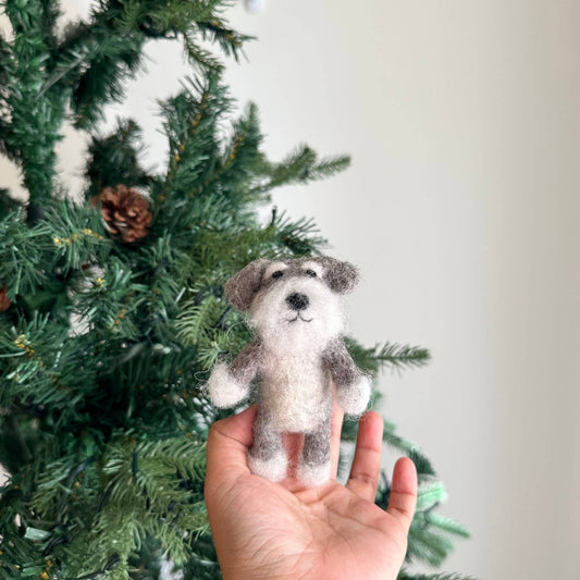 Felt Finger Puppet: Schnauzer Dog