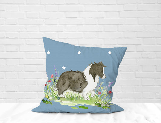 Sheltie Throw Pillow Cover, Bi Black Shetland Sheepdog Decorative Pillow Case, 18x18, 22x22 Canvas Pillow, Sheltie Gift, Sheltie Decor