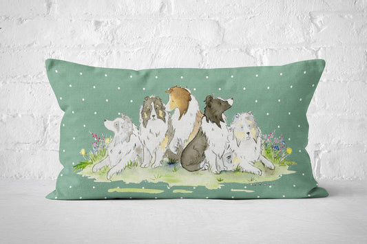 Sheltie Pillow Cover, shetland sheepdog pillow case, lumbar pillow cover, tri color, blue merle, sable sheltie gift, sheltie decor, dog gift