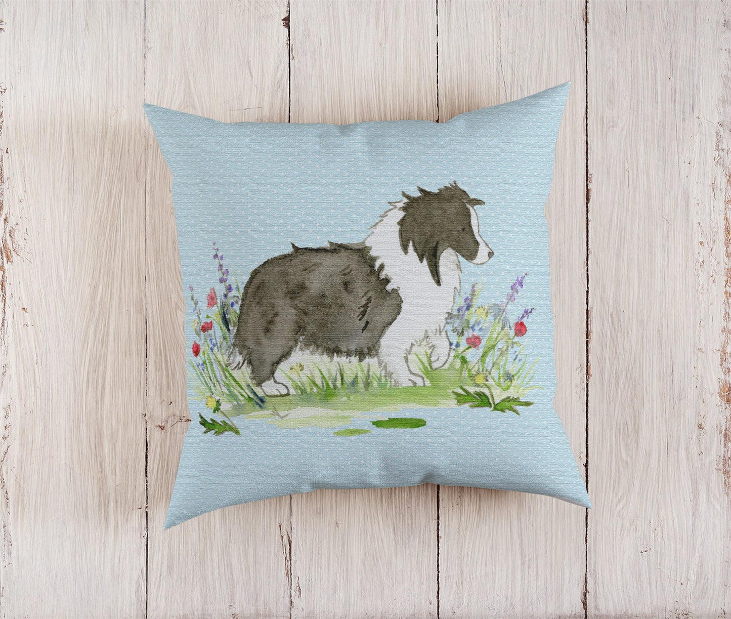 Sheltie Throw Pillow Cover, Bi Black Shetland Sheepdog Decorative Pillow Case, 18x18, 22x22 Canvas Pillow, Sheltie Gift, Sheltie Decor