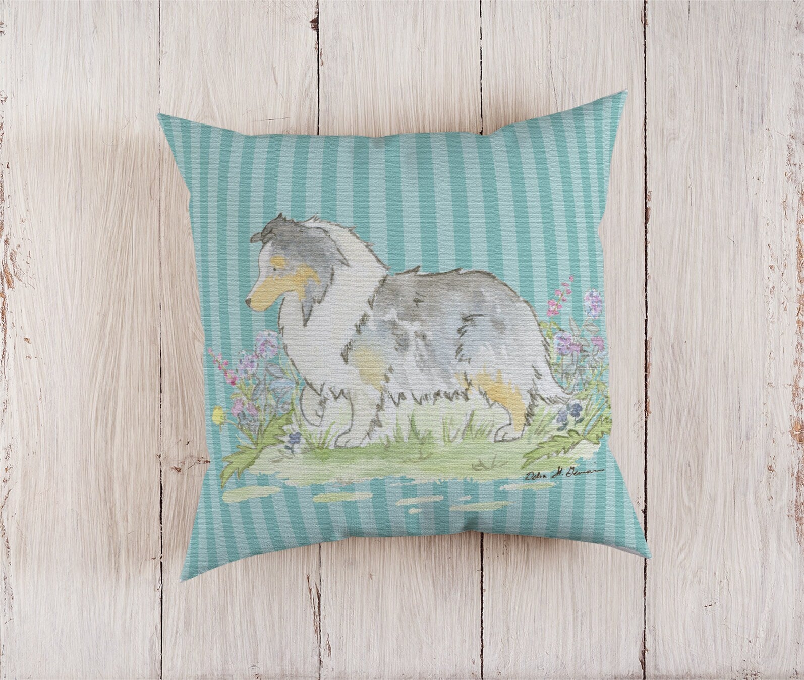 Sheltie Throw Pillow Case, Blue Merle Shetland Sheepdog Decorative Pillow Case, 18x18, 22x22 Canvas Pillow, Sheltie Gift, Sheltie Decor