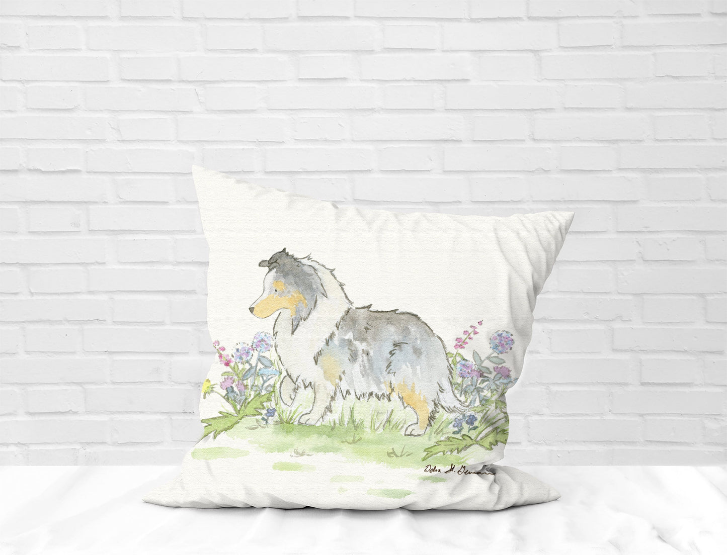 Sheltie Throw Pillow Case, Blue Merle Shetland Sheepdog Decorative Pillow Case, 18x18, 22x22 Canvas Pillow, Sheltie Gift, Sheltie Decor