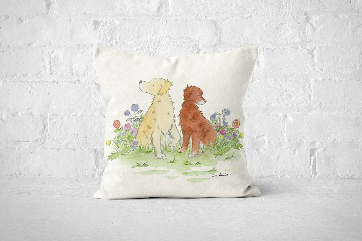 Golden Retriever Throw Pillow cover, Watercolor Dog Pillow, 18x18, 22x22 Cotton Canvas Pillow, Golden Retriever Gift, Dog Lover Gift