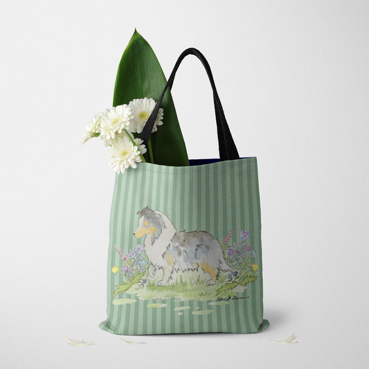 Blue Merle Shetland Sheepdog Tote Bag, Sheltie Gift