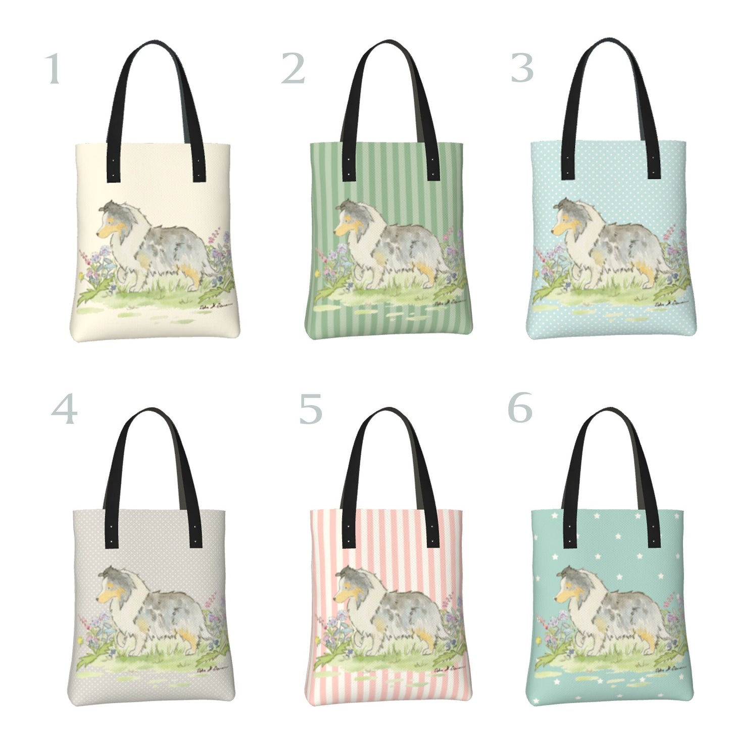 Blue Merle Shetland Sheepdog Tote Bag, Sheltie Gift