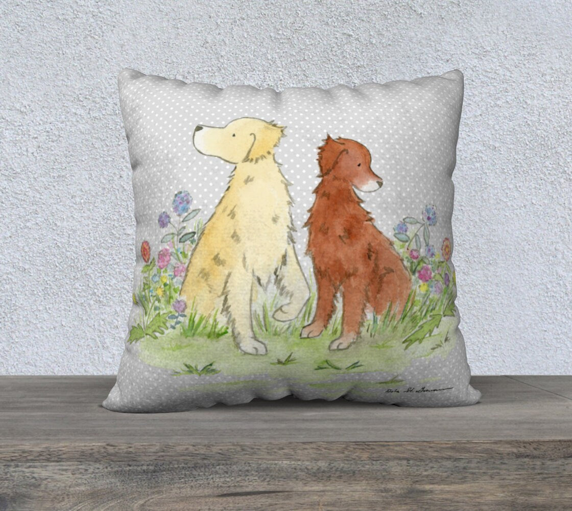 Golden Retriever Throw Pillow cover, Watercolor Dog Pillow, 18x18, 22x22 Cotton Canvas Pillow, Golden Retriever Gift, Dog Lover Gift