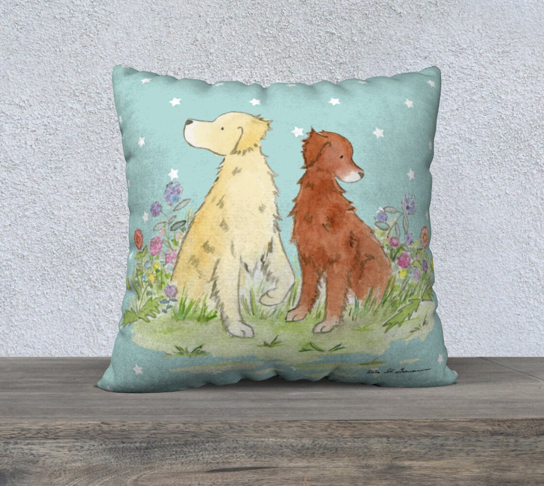 Golden Retriever Throw Pillow cover, Watercolor Dog Pillow, 18x18, 22x22 Cotton Canvas Pillow, Golden Retriever Gift, Dog Lover Gift