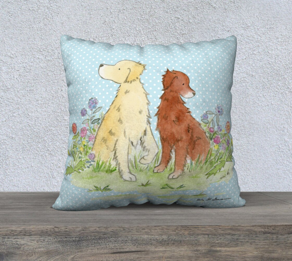 Golden Retriever Throw Pillow cover, Watercolor Dog Pillow, 18x18, 22x22 Cotton Canvas Pillow, Golden Retriever Gift, Dog Lover Gift