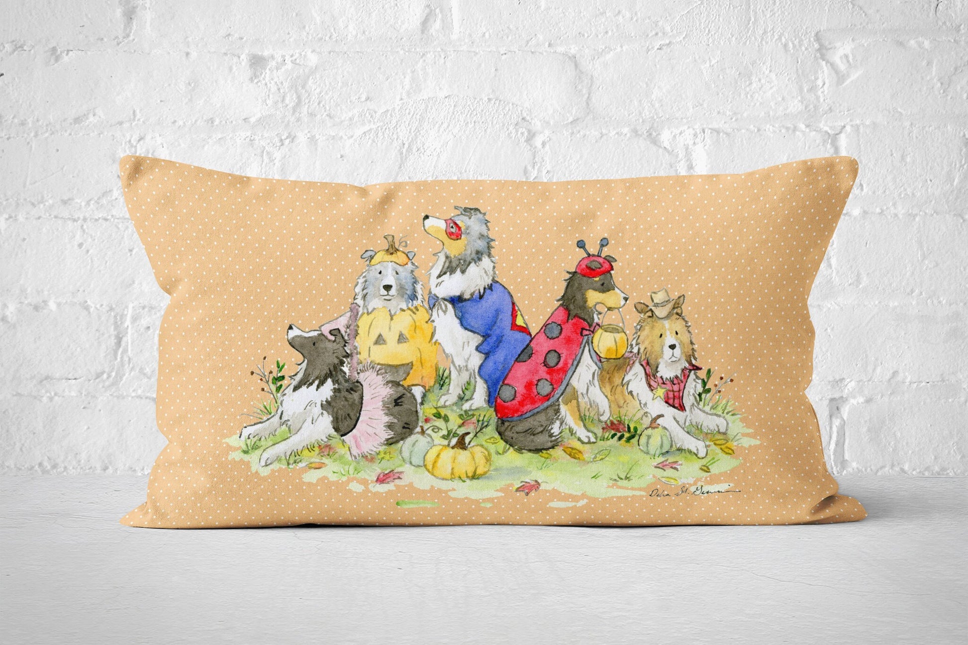 Halloween Sheltie Pillow Cover, Fall Sheltie Pillow, Shetland sheepdogs, Fall Throw Pillow, tri color, blue merle, sable, sheltie lover gift