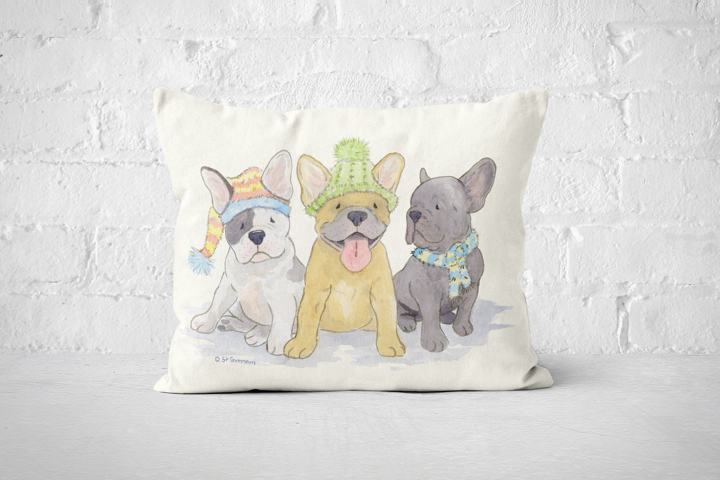 French Bulldog Throw Pillow cover, Frenchie Pillow, Christmas Frenchie, Holiday Throw Pillow Cover, Frenchie Gift, French Bulldog Lover