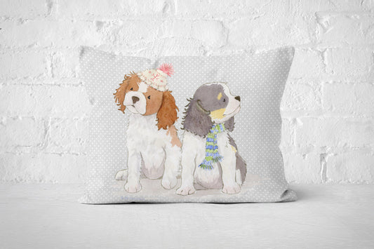 Cavalier King Charles Spaniel Throw Pillow cover, Cavalier Pillow, Christmas Cavaliers, Holiday Throw Pillow Cover, Cavalier Gift, Dog Lover