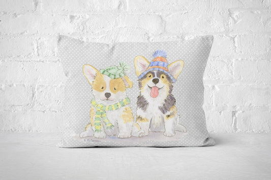 Corgi Pillow, Corgi Throw Pillow cover,  Welsh Corgi Pillow, Christmas Corgi, Holiday Throw Pillow Cover, Corgi Gift, Corgi Lover Gift