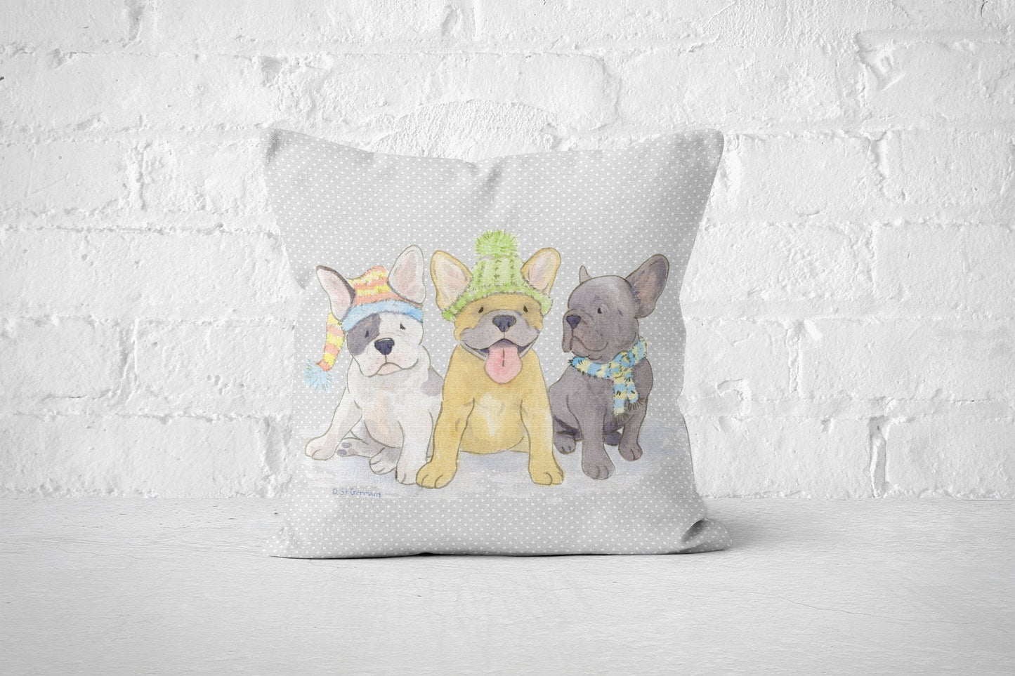 French Bulldog Throw Pillow cover, Frenchie Pillow, Christmas Frenchie, Holiday Throw Pillow Cover, Frenchie Gift, French Bulldog Lover
