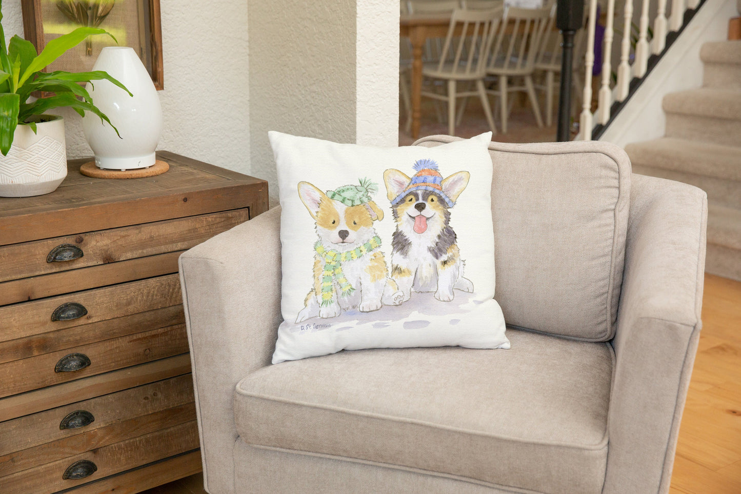 Corgi Pillow, Corgi Throw Pillow cover, Welsh Corgi Pillow, Christmas Corgi, Holiday Throw Pillow Cover, Corgi Gift, Corgi Lover Gift