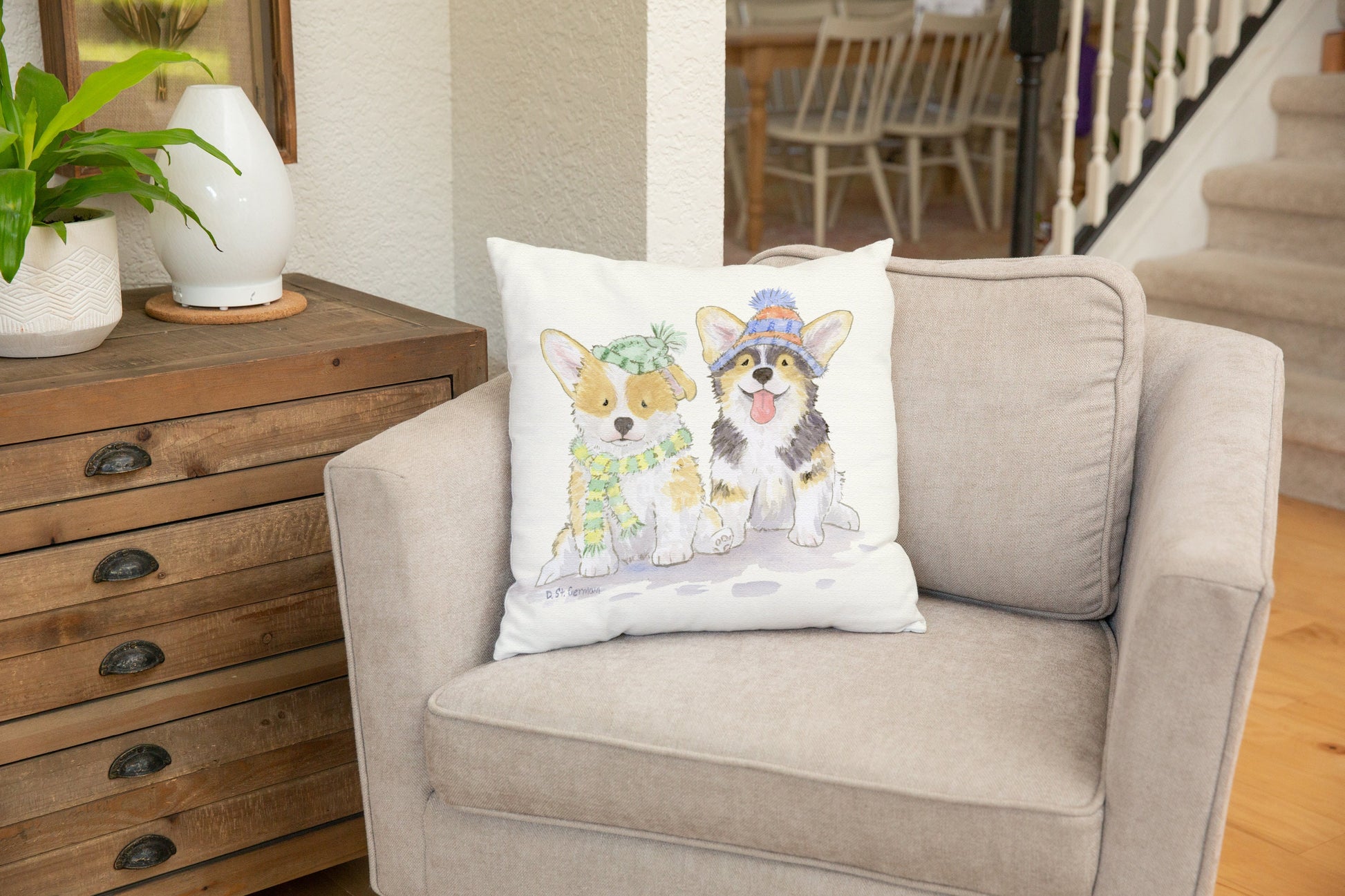 Corgi Pillow, Corgi Throw Pillow cover,  Welsh Corgi Pillow, Christmas Corgi, Holiday Throw Pillow Cover, Corgi Gift, Corgi Lover Gift