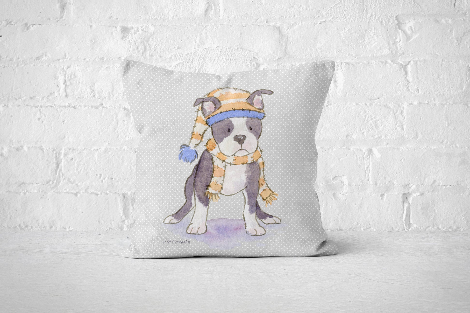 Boston Terrier Holiday Pillow Cover, Christmas Throw Pillow, Boston Terrier Gift, Pitbull Throw Pillow Cover, Xmas Dog Decor, Dog Lover Gift