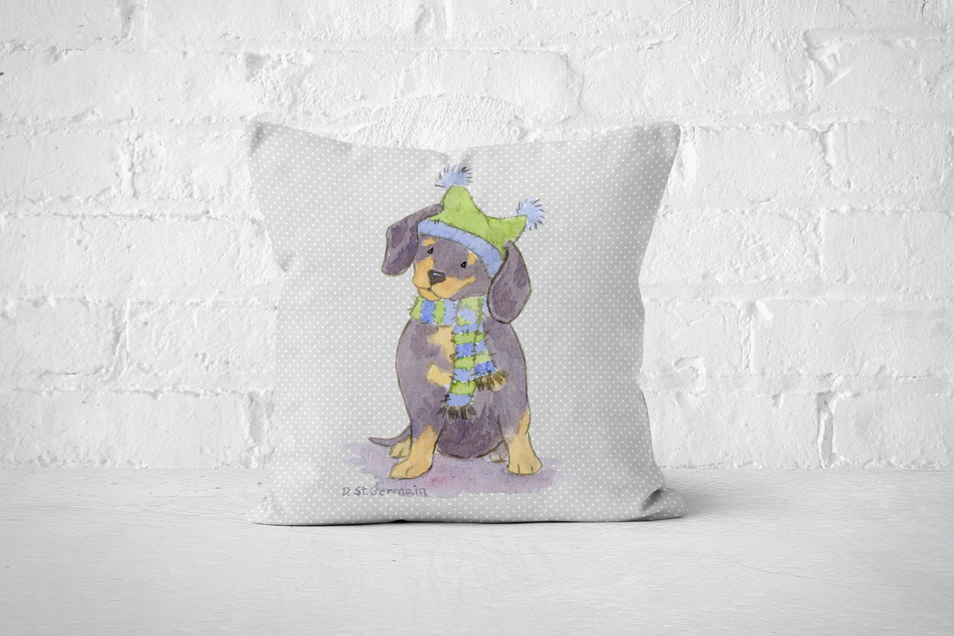Dachshund Holiday Pillow Cover, Christmas Throw Pillow, Dachshund Gift, Weiner Dog Pillow Cover, Dachshund Lover, Doxie Gift, Dog Lover Gift