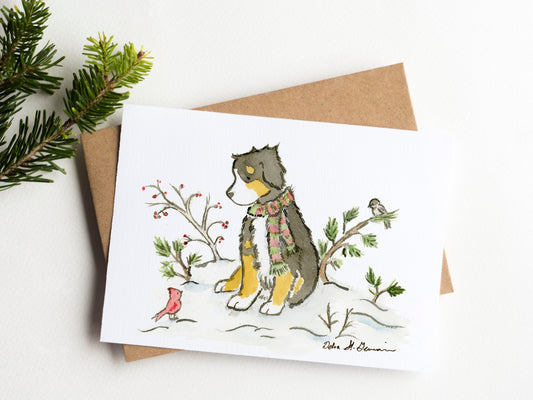 Bernese Christmas Card Set, Bernese Holiday Card, 5x7 Card, Cute Bernese Card, Dog Lover Card, Bernese Lover Gift, Bernese Mom Card