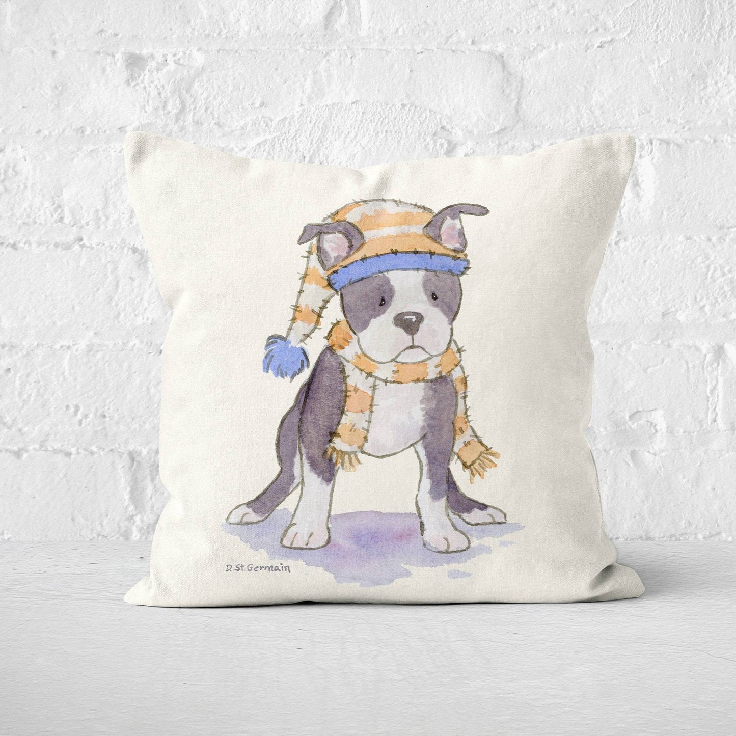 Boston Terrier Holiday Pillow Cover, Christmas Throw Pillow, Boston Terrier Gift, Pitbull Throw Pillow Cover, Xmas Dog Decor, Dog Lover Gift