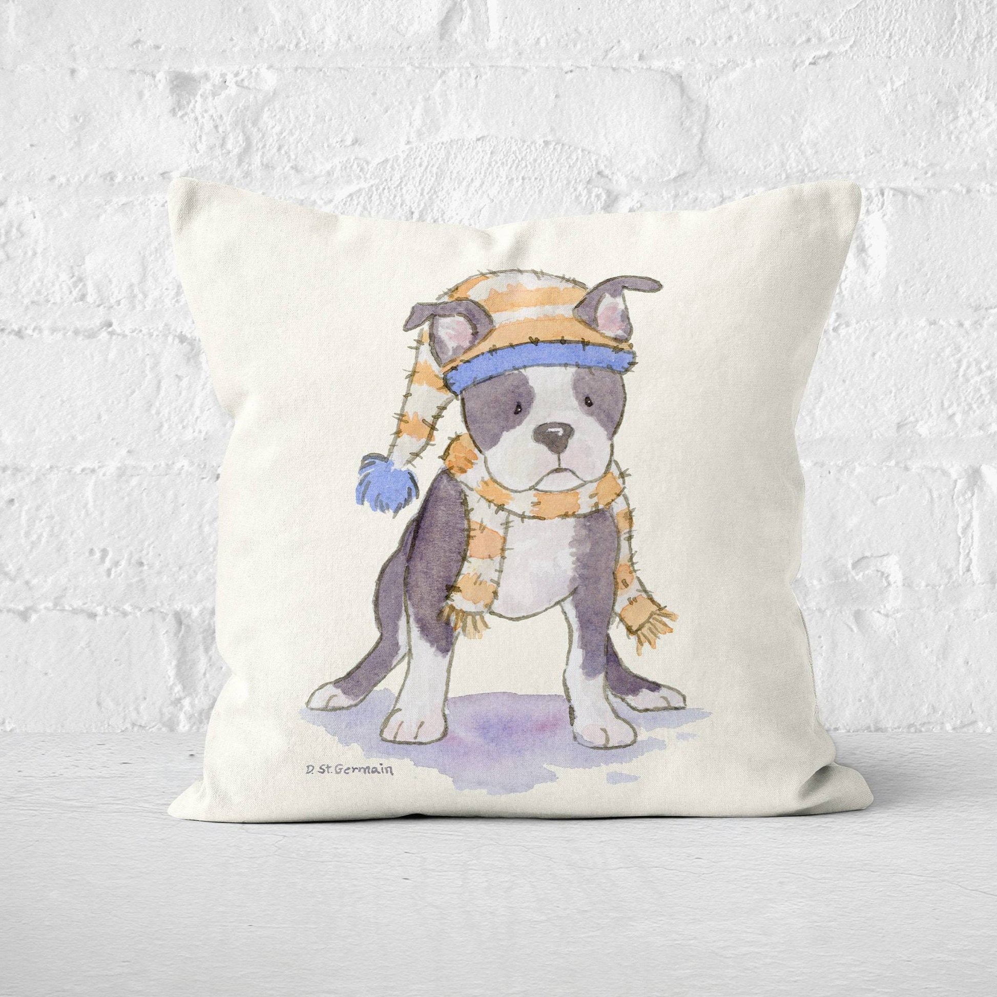 Boston Terrier Holiday Pillow Cover, Christmas Throw Pillow, Boston Terrier Gift, Pitbull Throw Pillow Cover, Xmas Dog Decor, Dog Lover Gift