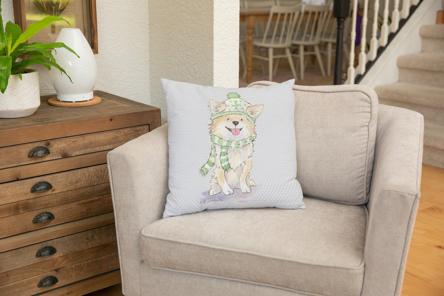 Chihuahua Holiday Pillow Cover, Chihuahua Gift, Chihuahua Pillow Cover, Chihuahua Lover, Dog Lover Gift, Christmas Throw Pillow, Long Haired