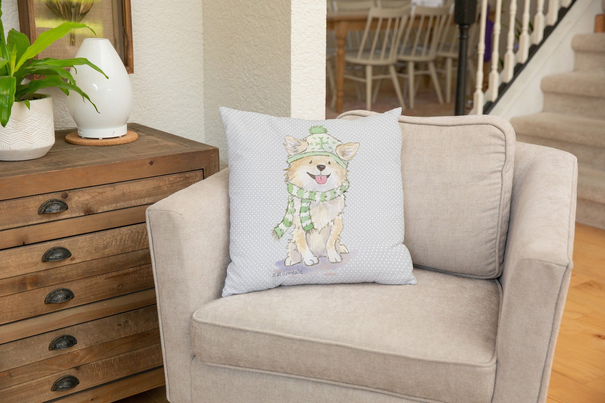 Chihuahua Holiday Pillow Cover, Chihuahua Gift, Chihuahua Pillow Cover, Chihuahua Lover, Dog Lover Gift, Christmas Throw Pillow, Long Haired