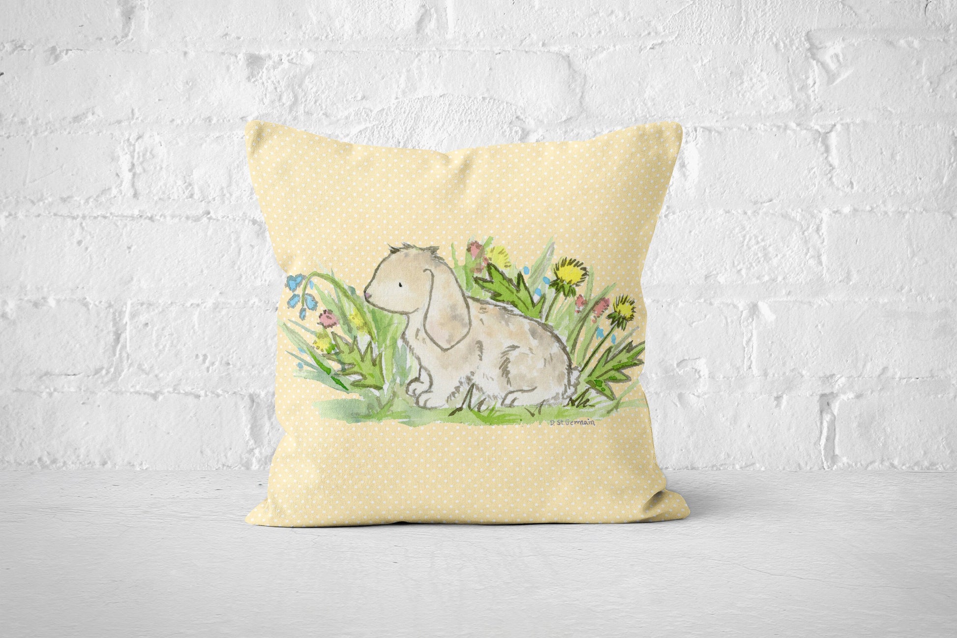 Easter Throw Pillow Cover, Cute Bunny Pillow, Easter Decor, Spring Pillow Cover, Lop Bunny Rabbit, Holiday Pillow Cover, Farmhouse Decor