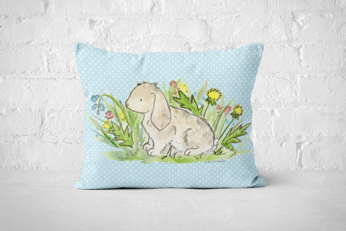 Easter Throw Pillow Cover, Cute Bunny Pillow, Easter Decor, Spring Pillow Cover, Lop Bunny Rabbit, Holiday Pillow Cover, Farmhouse Decor