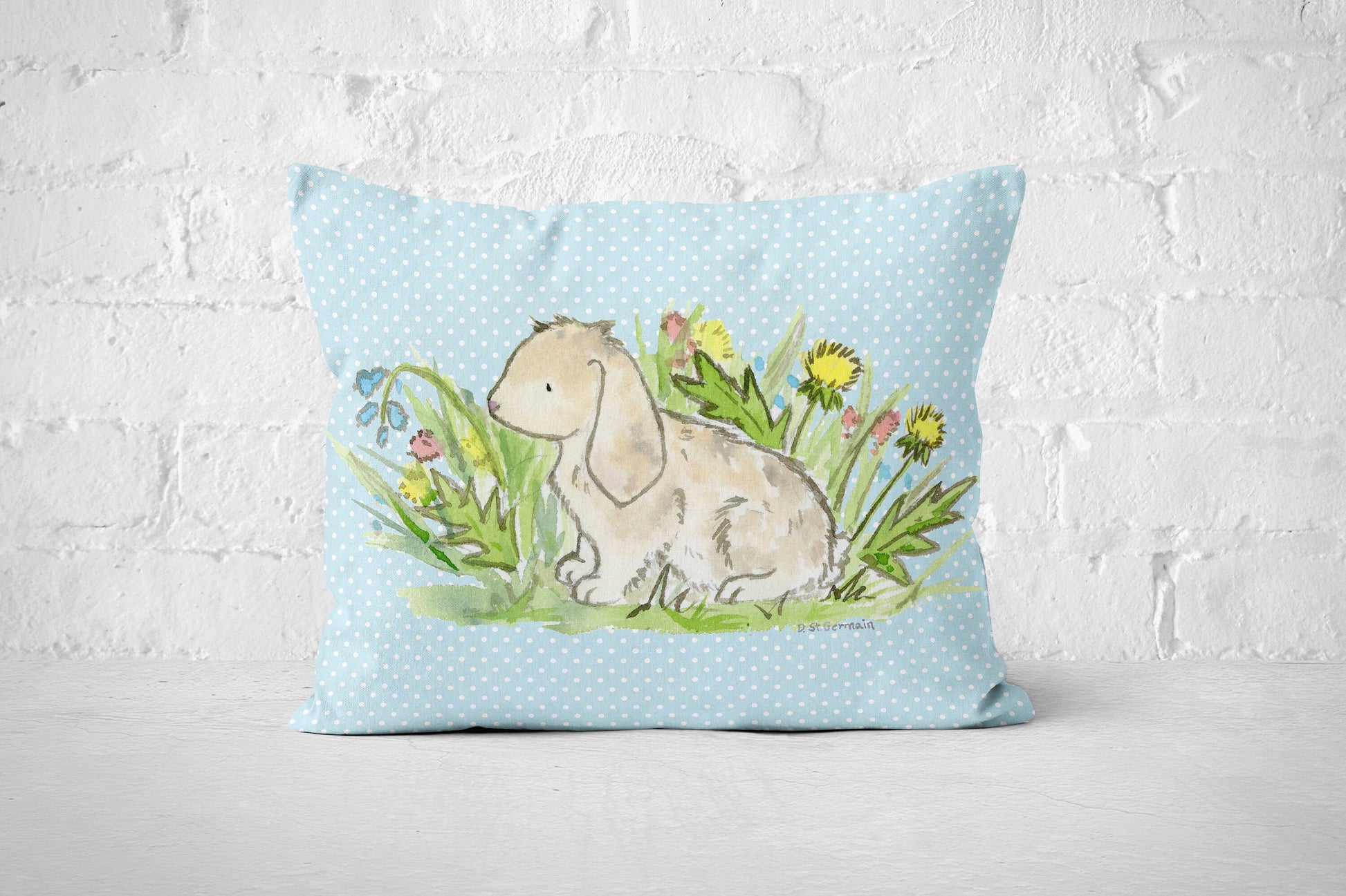 Easter Throw Pillow Cover, Cute Bunny Pillow, Easter Decor, Spring Pillow Cover, Lop Bunny Rabbit, Holiday Pillow Cover, Farmhouse Decor