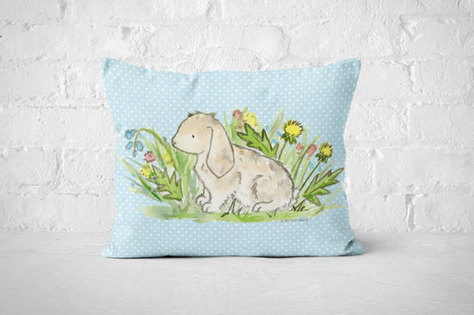 Easter Throw Pillow Cover, Cute Bunny Pillow, Easter Decor, Spring Pillow Cover, Lop Bunny Rabbit, Holiday Pillow Cover, Farmhouse Decor