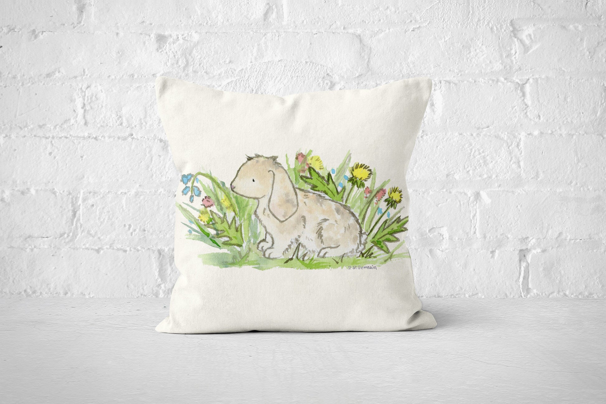 Easter Throw Pillow Cover, Cute Bunny Pillow, Easter Decor, Spring Pillow Cover, Lop Bunny Rabbit, Holiday Pillow Cover, Farmhouse Decor