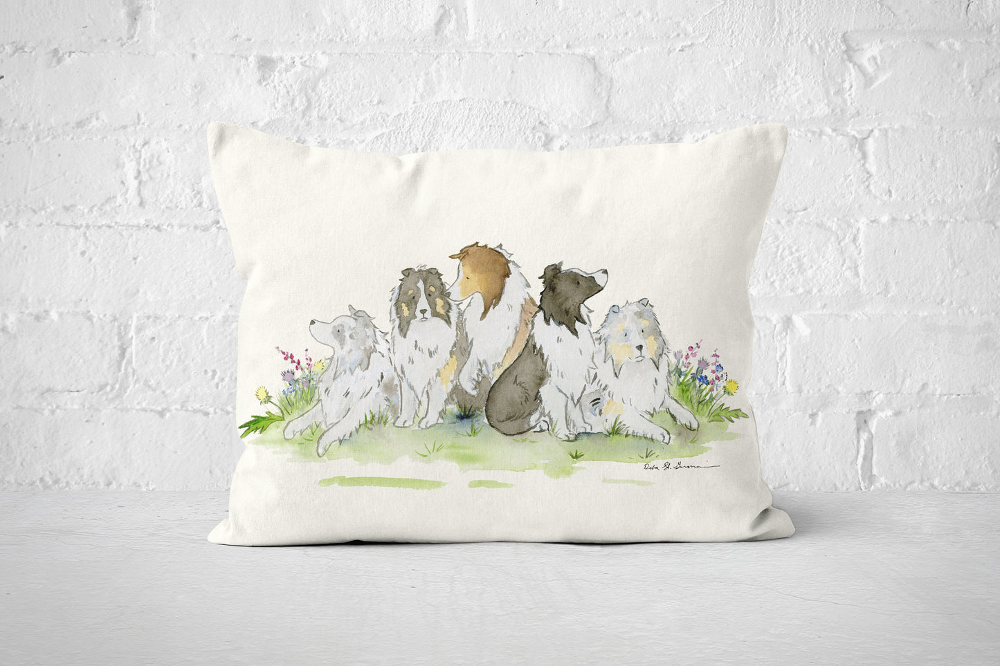 Sheltie Pillow Cover, shetland sheepdog pillow case, lumbar pillow cover, tri color, blue merle, sable sheltie gift, sheltie decor, dog gift