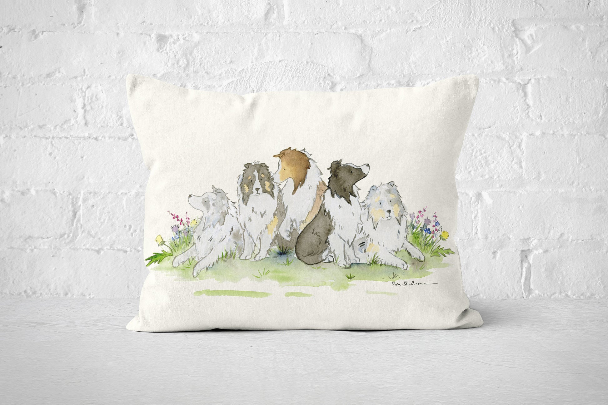 Sheltie Pillow Cover, shetland sheepdog pillow case, lumbar pillow cover, tri color, blue merle, sable sheltie gift, sheltie decor, dog gift