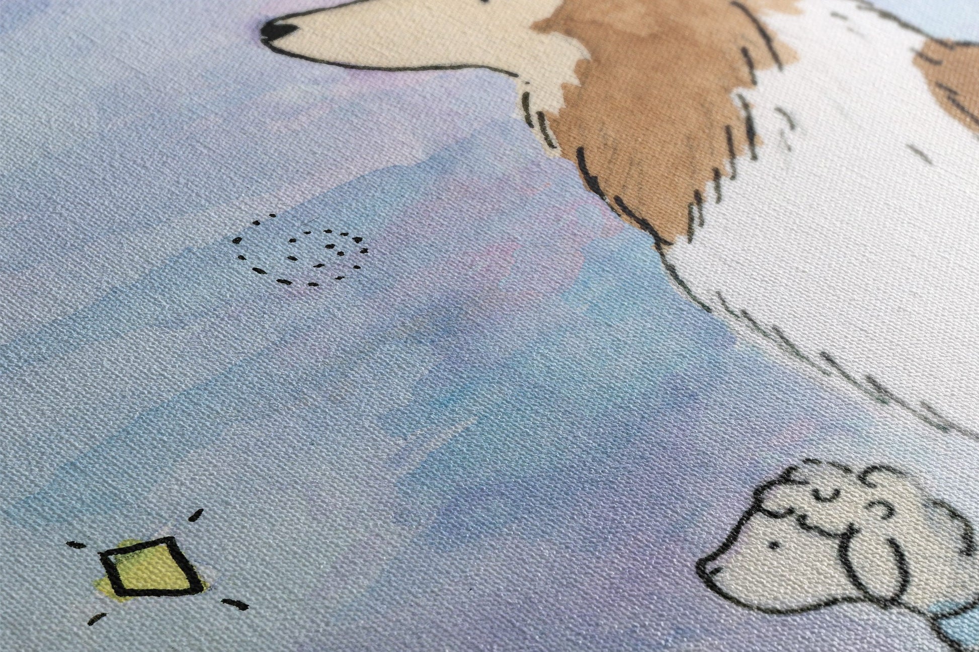 Collie Canvas Art, Wishing Star Print, Canvas Nursery Art, Cute Collie Art, Children's Wall Art, Children's Puppy Nursery Art, Collie Gift