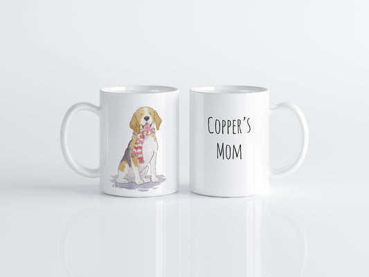 Holiday Beagle Mug, Beagle Gift, Beagle Lover, Dog Mom Gift, Personalized Mug, Christmas Beagle Mug, Cute Beagle Mug, Custom Dog Lover Gift