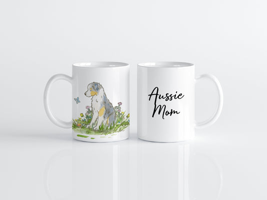 Blue Merle Aussie Mug, Aussie Gift, Aussie Lover, Dog Mom Gift, Personalized Mug, Australian Shepherd, Cute Aussie Mug, Dog Lover Gift