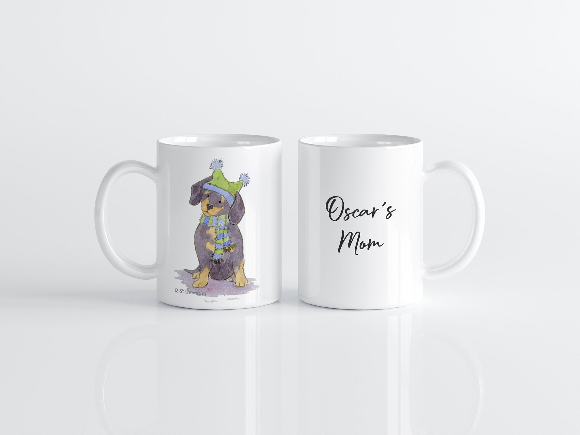 Holiday Dachshund Mug, Dachshund Gift, Weiner Dog Mug, Dachshund Lover Gift, Dog Mom Gift, Personalized Mug, Custom Dog Lover Gift