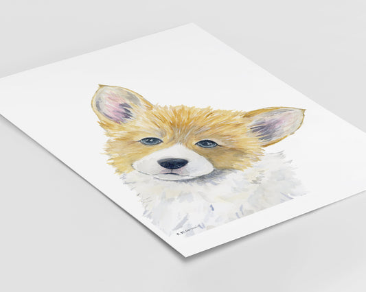 Corgi Art, Cute Corgi Puppy, Welsh Corgi Art, Corgi Watercolor, Corgi Lovers, Peekaboo Corgi, Corgi Gift, Dog Nursery, Pet Portrait, Dog Art
