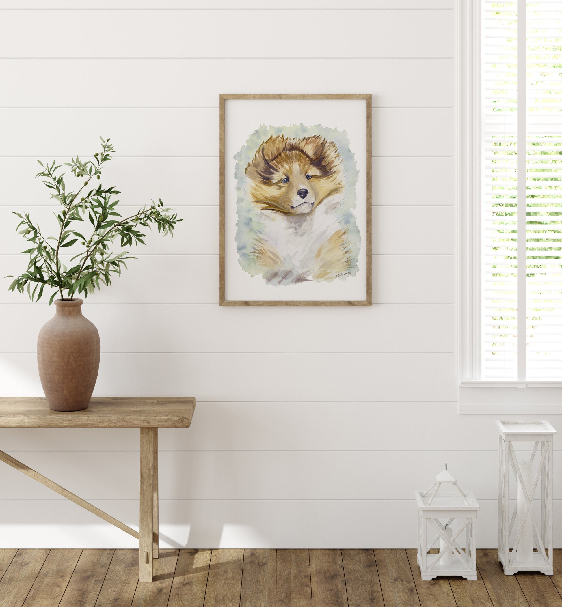 Sheltie Art, Sable Sheltie Puppy, Shetland Sheepdog, Children's Art, Sheltie Gift, Sheltie Lover, Watercolor, Dog Portrait, Collie print