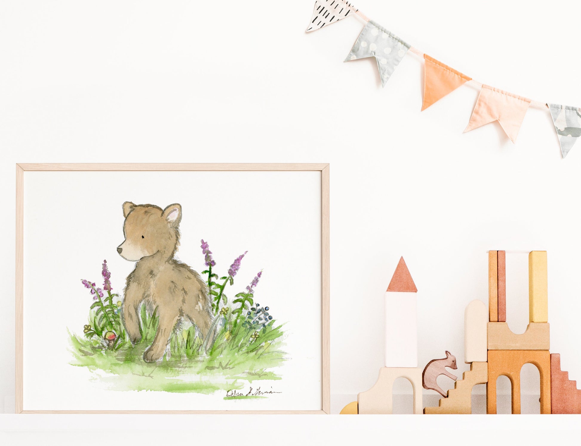 Woodland Nursery, Bear Cub Print, Forest Nursery Art, Grizzly Bear Cub, Watercolor Bear Art, Children's Art, Kids Wall Art, New Baby Art