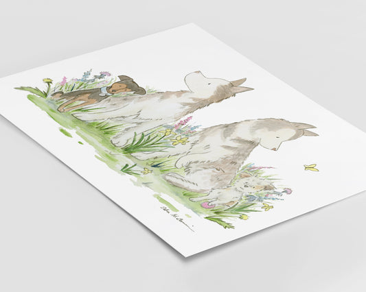 Siberian Husky Art, Malamute Art, Huskies and Terriers, Watercolor Print