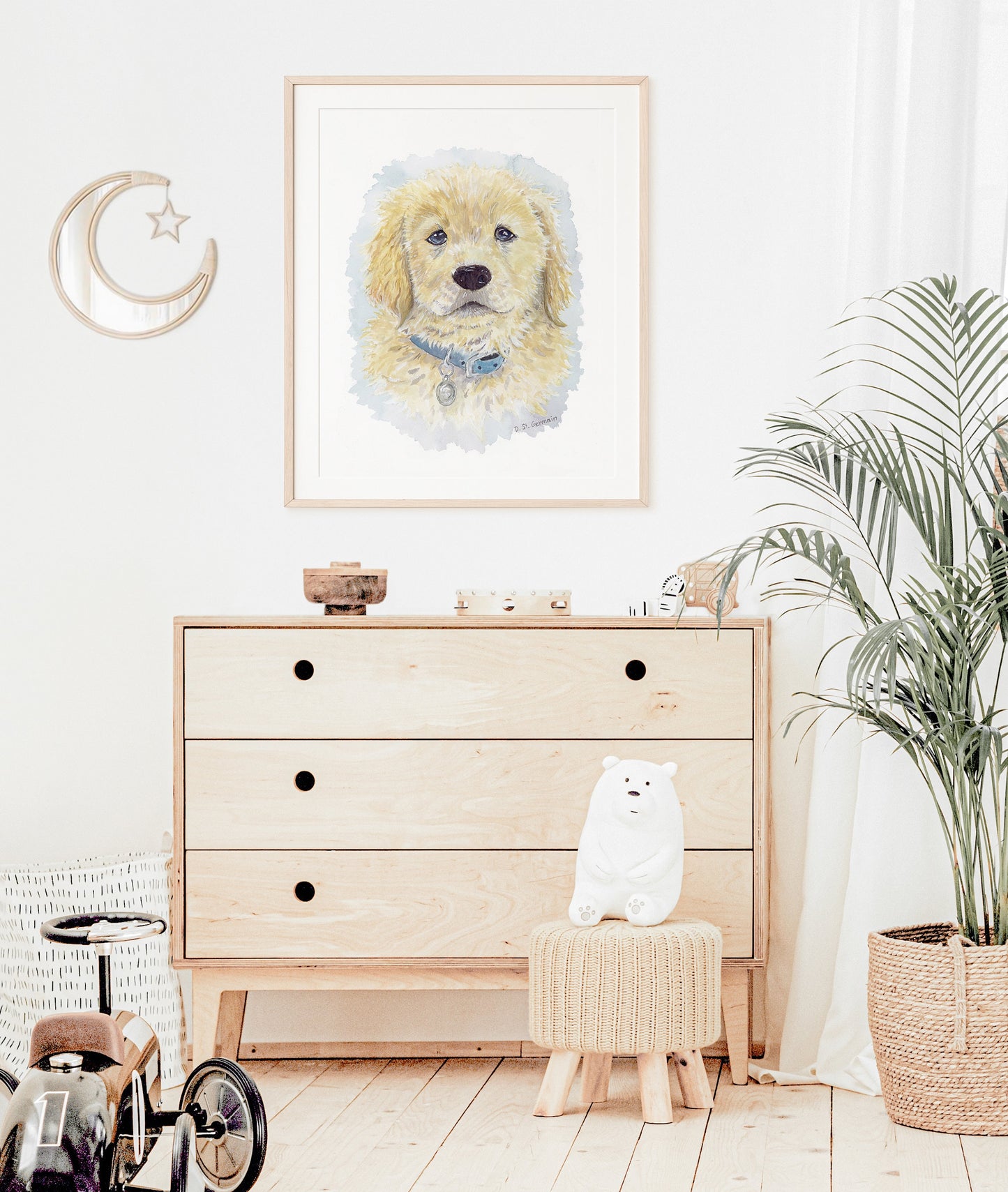 Golden Retriever Puppy Art, Watercolor Print, Art for Dog Lovers