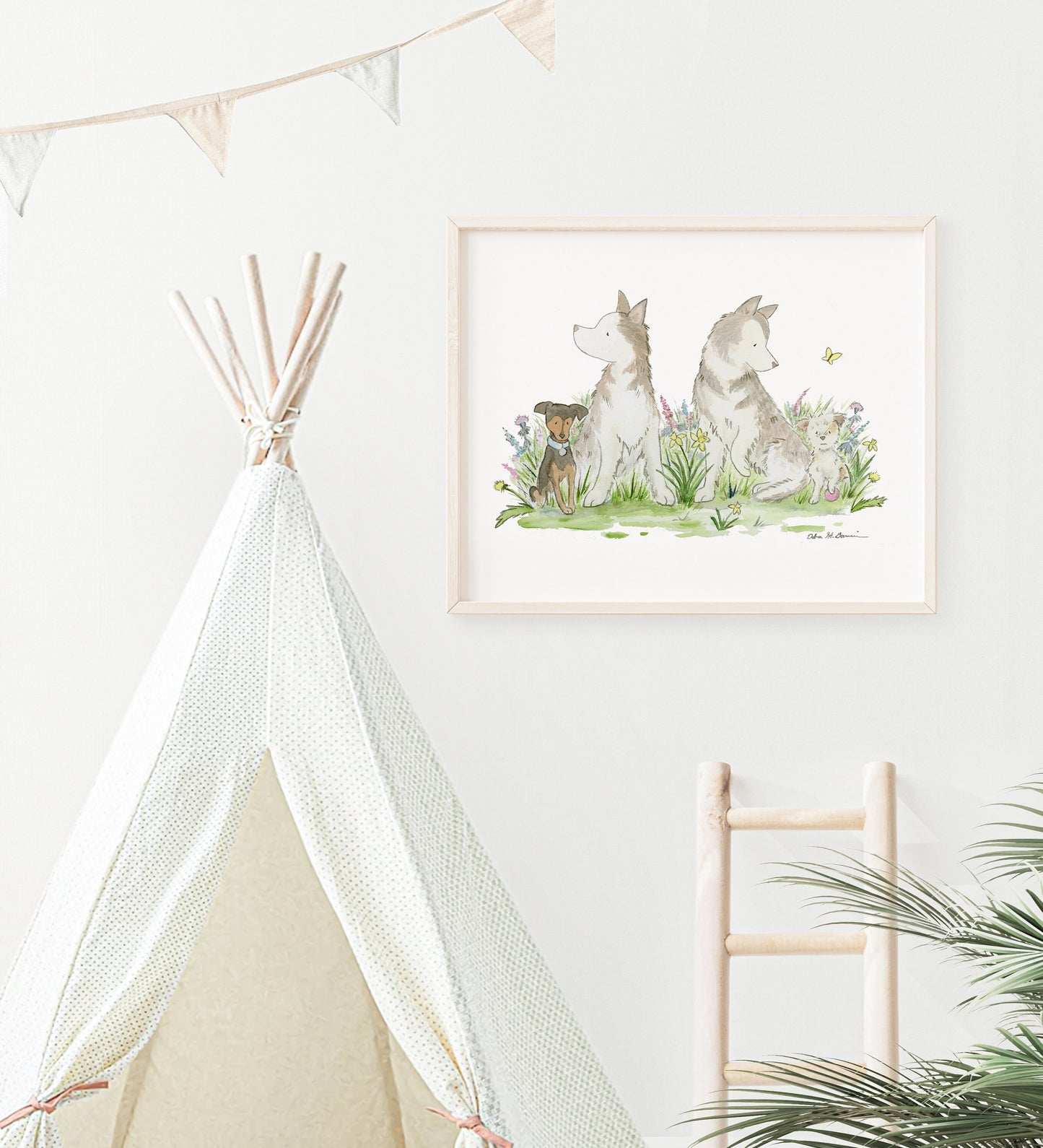 Siberian Husky Art, Malamute Art, Huskies and Terriers, Watercolor Print