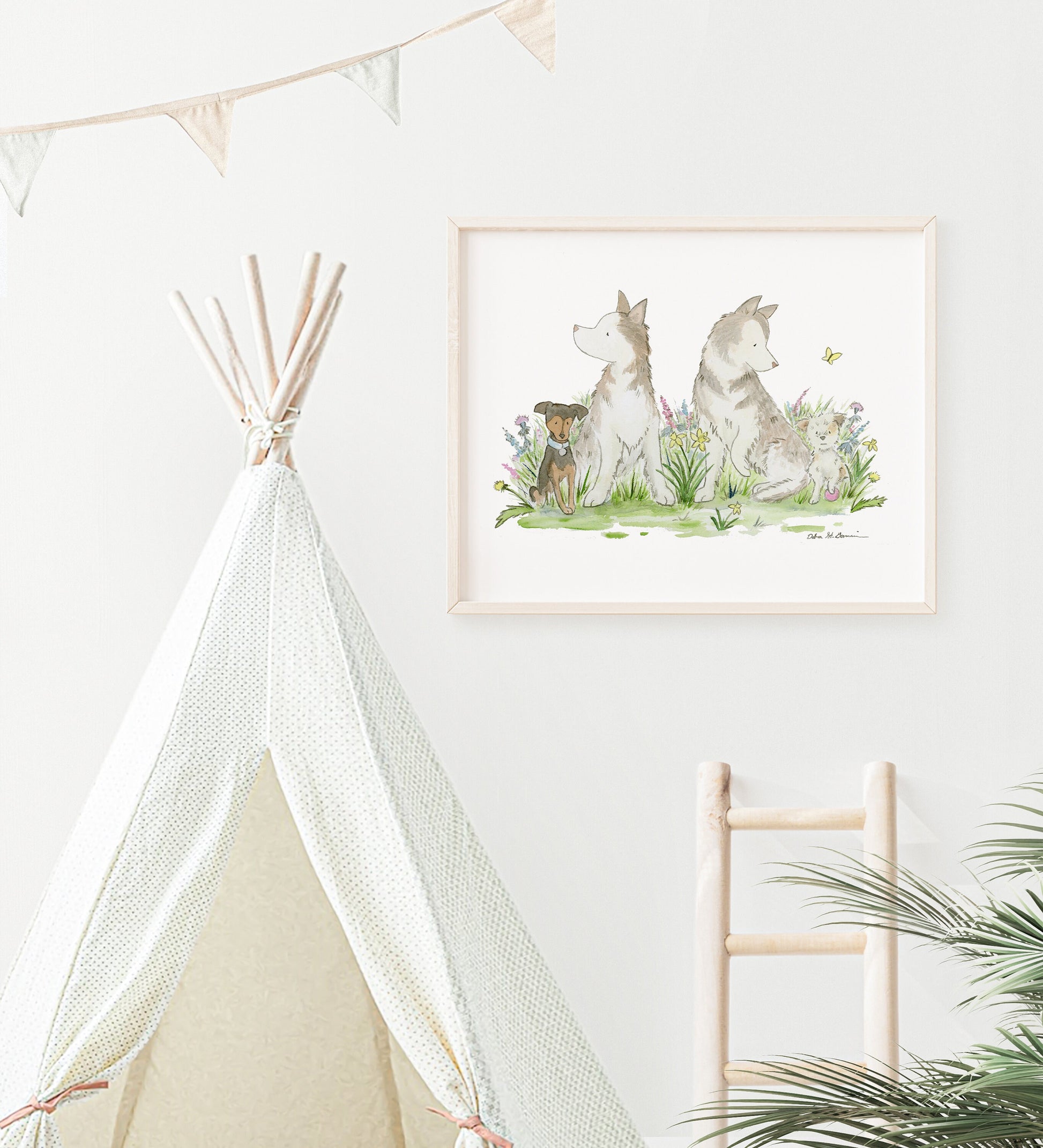 Siberian Husky Art, Malamute Art, Huskies and Terriers, Watercolor Print