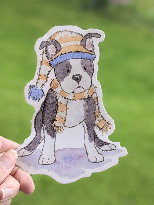 Boston Terrier Vinyl Sticker, Car decal, Pitbull Gift, Holiday Sticker, Stocking Stuffer, Laptop Sticker, French Bulldog, Dog Lover Gift