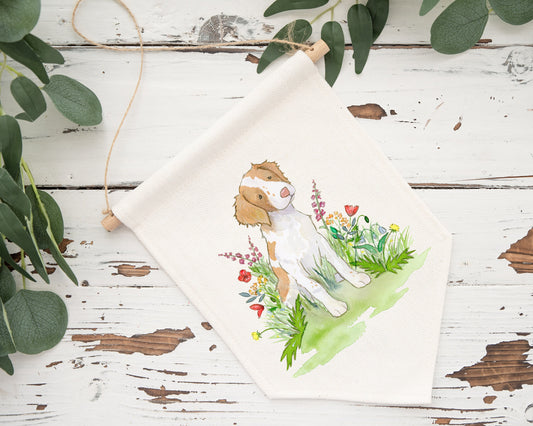 Brittany Spaniel Pennant Banner, Cotton Spaniel Nursery Pennant, Brittany Spaniel Banner, Gift for Brittany Lover, Brittany Spaniel Gift