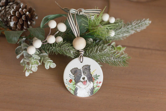 Border Collie Holiday Ornament, Custom Gift for Dog Lovers